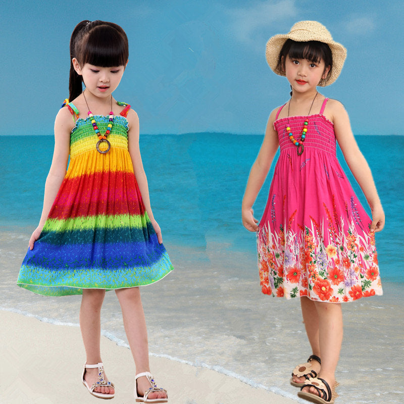 Girls' Summer Beach Dress Bohemian Children's Dress