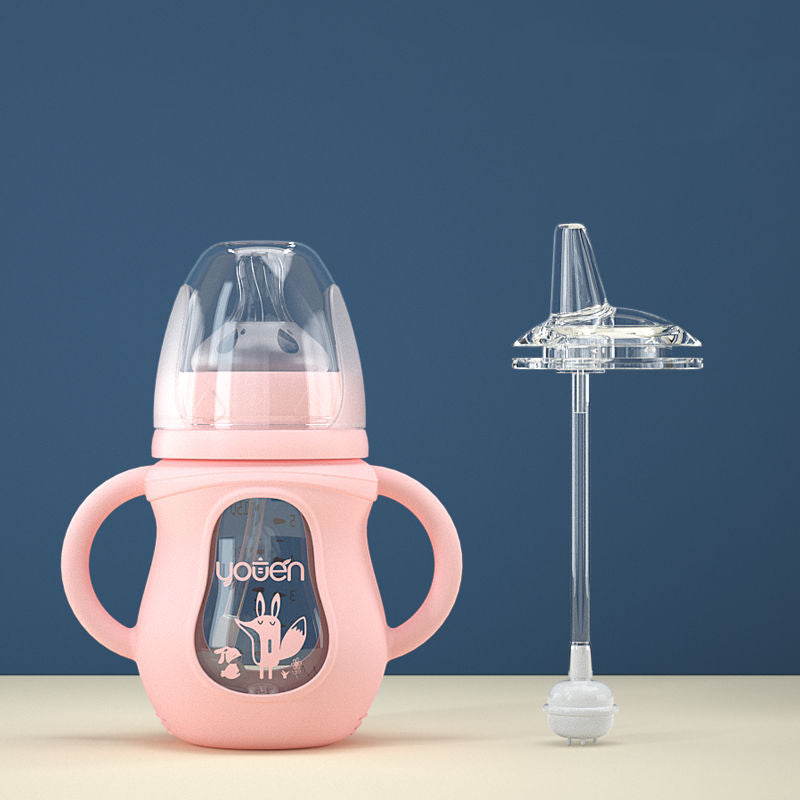 Ergonomic Baby Bottle with Large Capacity and Soft Straw