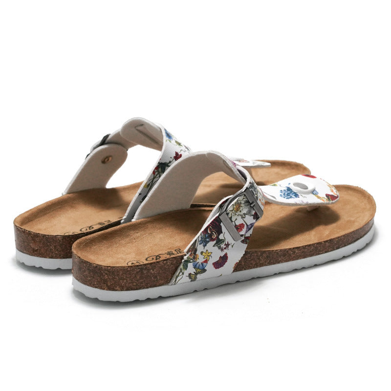 Women's Flip Flops Cork Beach Couple Leather Sandals