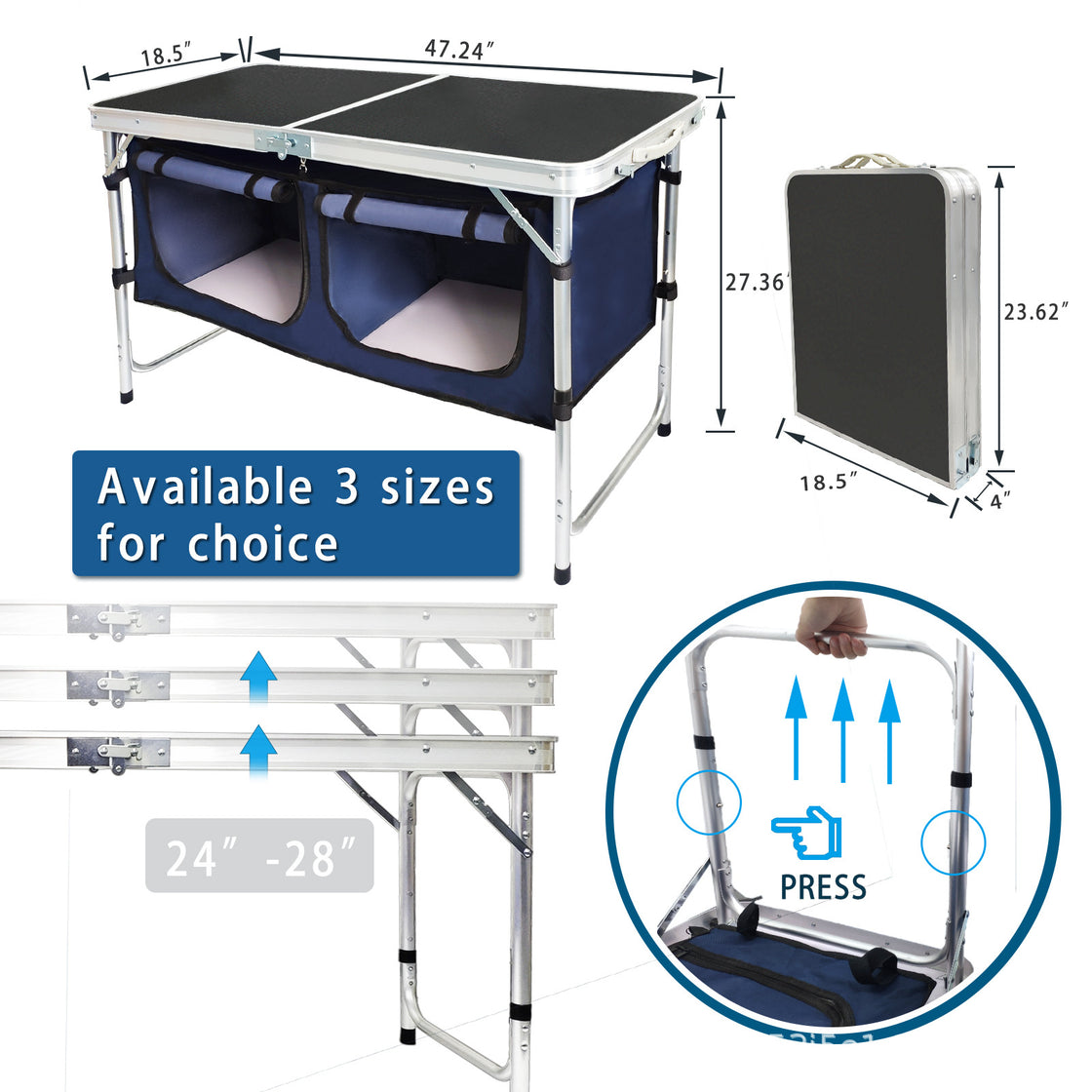 aluminum travel table