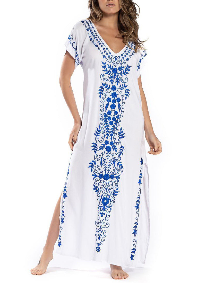 European Beauty Beach Blouse Print Dress