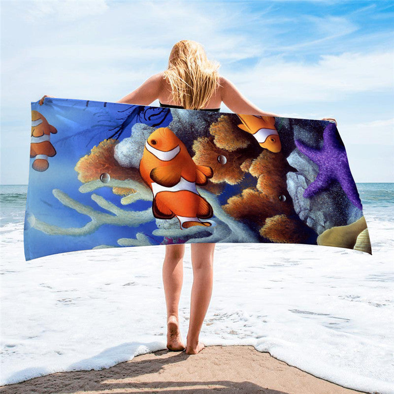 Fish printed Square Beach Towel