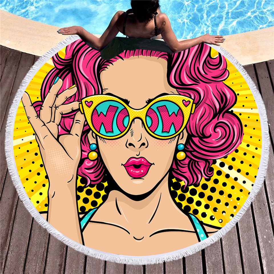 Retro Round Beach Towel