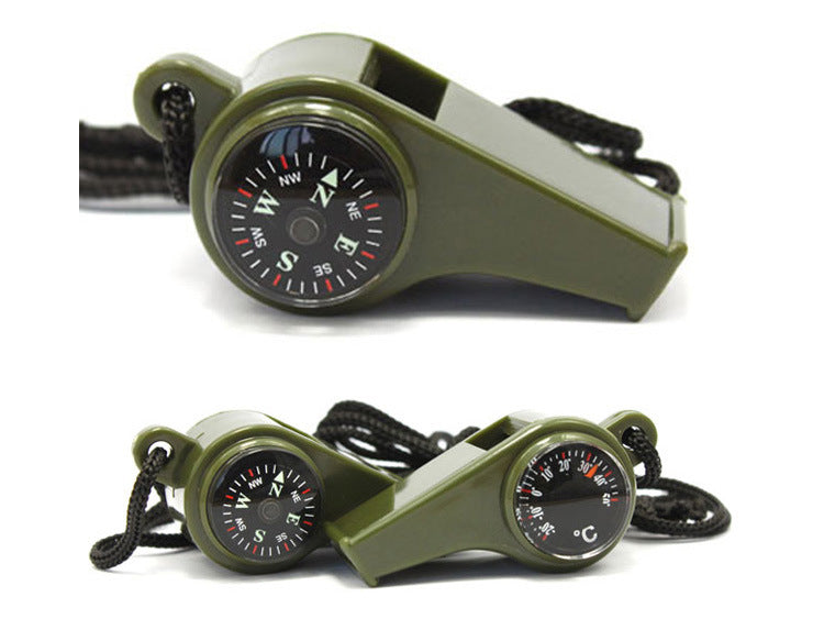 Outdoor Survival Whistle with Compass and Thermometer