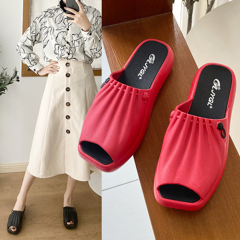 High-heeled Pvc Plastic Sandals Fish Mouth Platform Increased Baotou Rubber  Beach Shoes