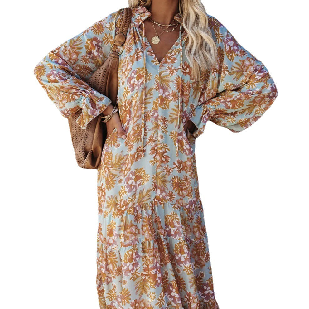 Ladies Dress Bohemian Long Small Floral Beach