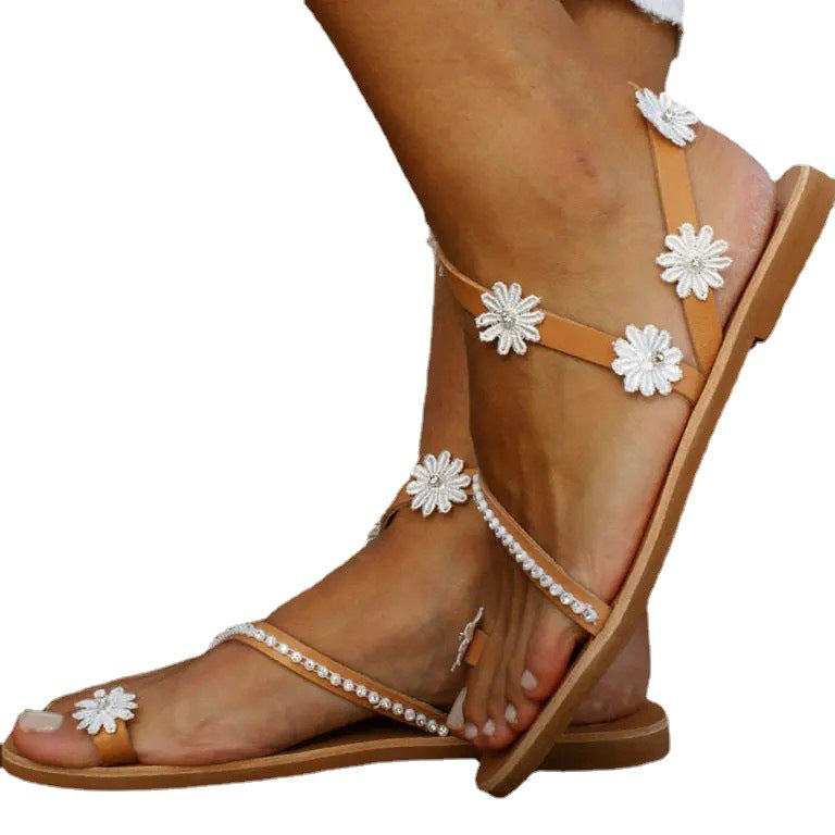 Flat Bottom Flower Ladies Casual Beach Roman Sandals