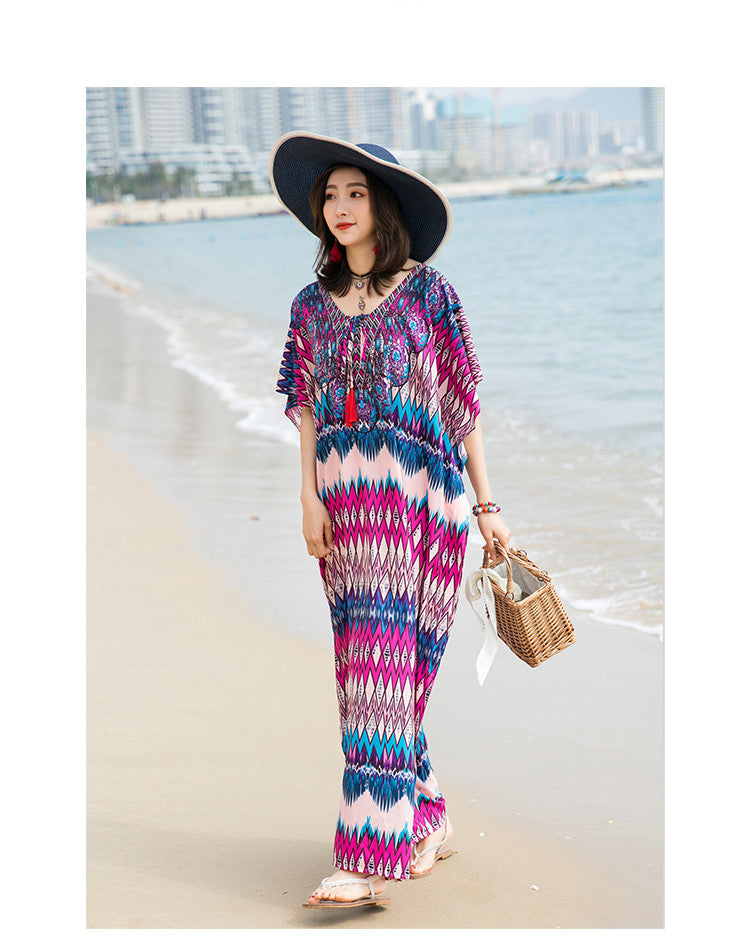 Print Robe Beach Bikini Blouse Dress