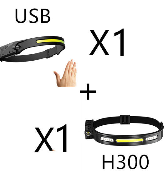 COB LED Induction Riding Headlamp Flashlight