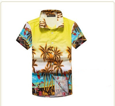 Printed beach shirt cotton parent-child shirt men and women children short-sleeved shirt