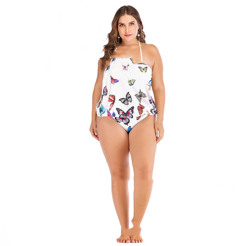 Plus size one-piece printed ladies sexy swimsuit