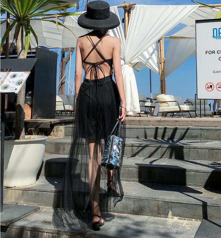 Sexy backless beach dress