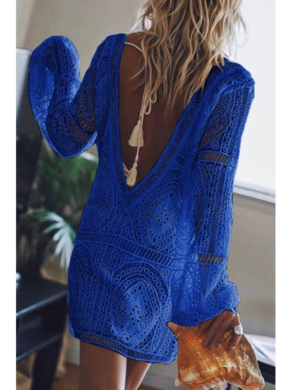 Fashion See-through Hollow Loose Beach Blouse