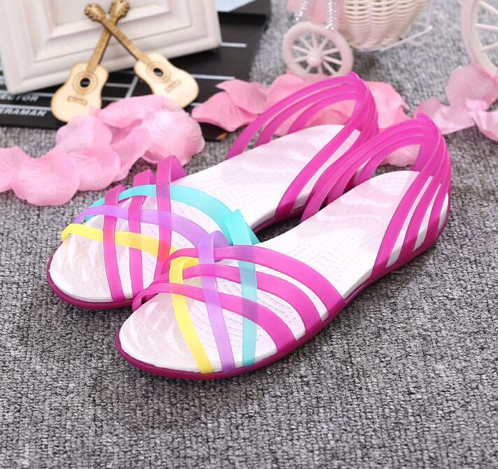 Beach jelly sandals rainbow plastic sandals female summer