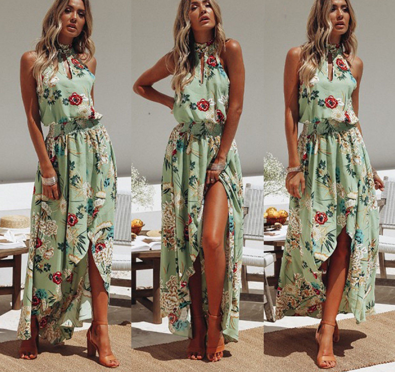 Beach Flowers Print Dress Bohemian Style Long Dress Summer