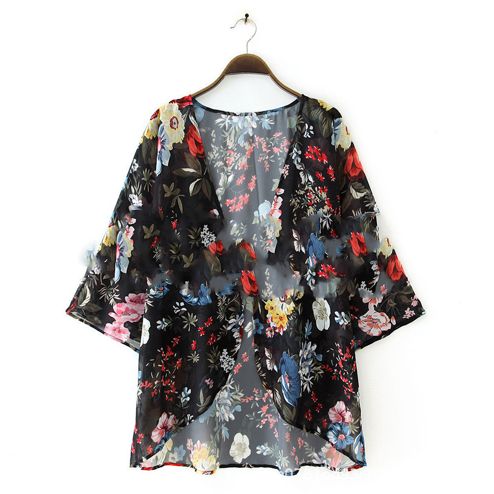 Printed beach sun proof shirt Chiffon cardigan