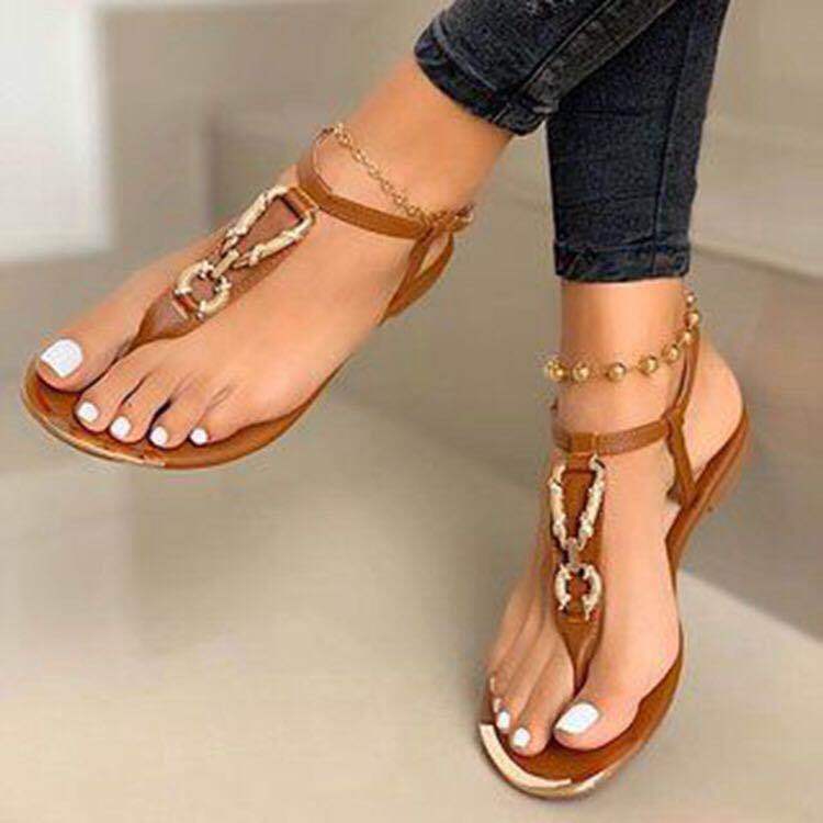 Fashion Round Toe Herringbone Beach Thong Sandals