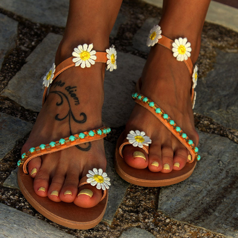 Comfortable soft flower boho beach sandals