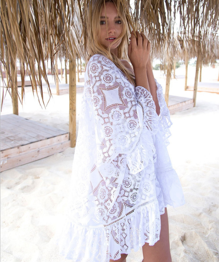 Lace embroidered beach dress