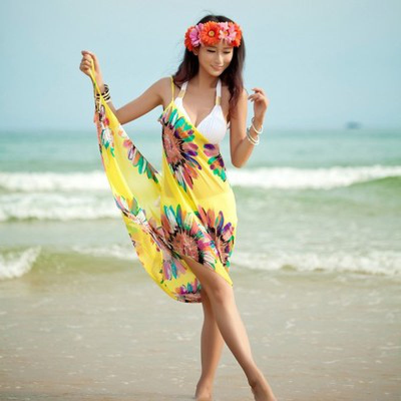 Beach towel and veil seaside vacation bikini swimsuit blouse