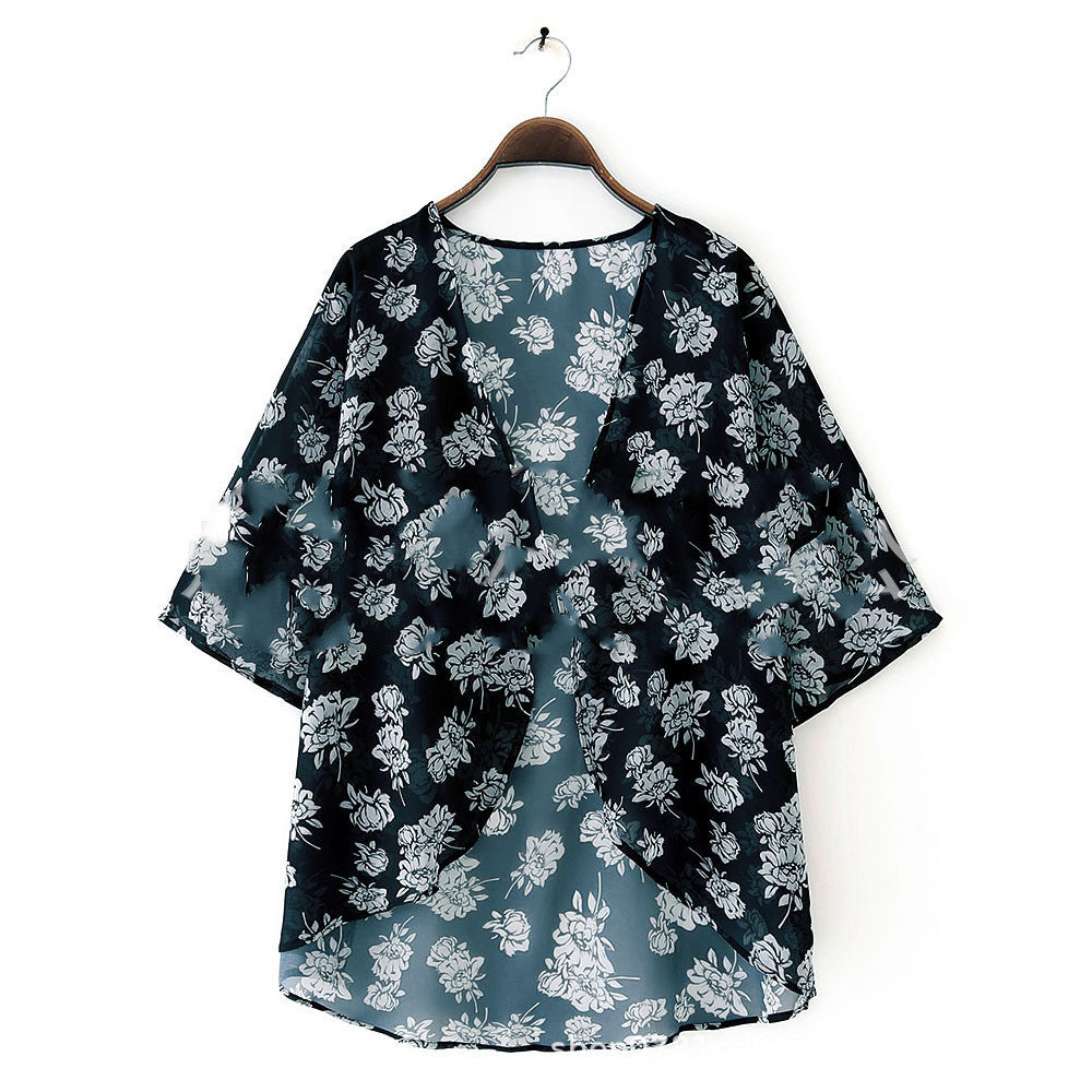 Printed beach sun proof shirt Chiffon cardigan