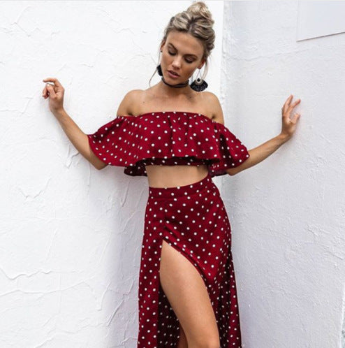 Summer beach skirt, one shoulder sexy print dress