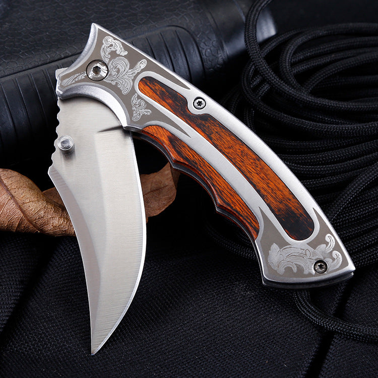 Folding camping survival knife