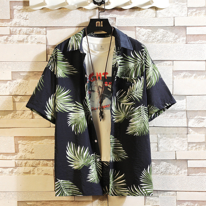 Japanese white wall hanging beach flower shirt