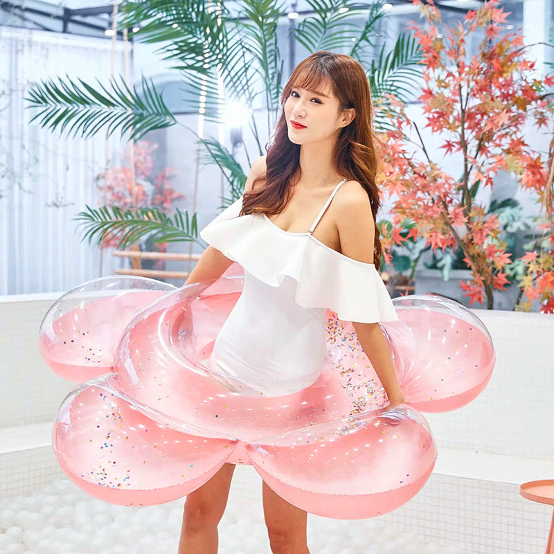 Inflatable flower pool ring for adults