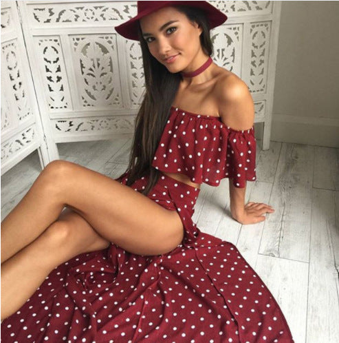 Summer beach skirt, one shoulder sexy print dress