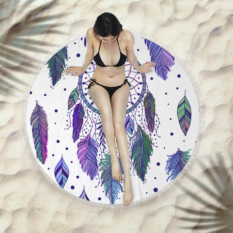 Funky Fringed Round Beach Towel for All-Day Comfort