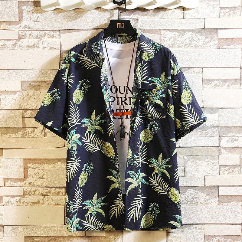 Japanese white wall hanging beach flower shirt