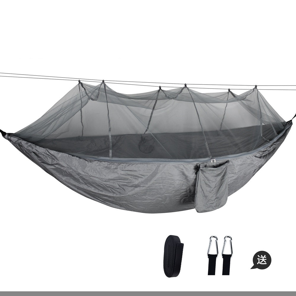 Outdoor Double Hammock with Mosquito-Proof Densified Mesh for Relaxation and Protection