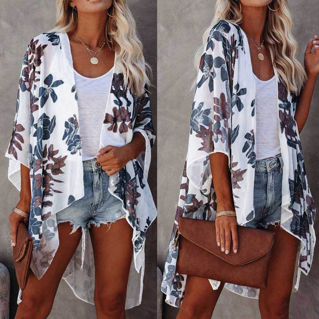 Chiffon Cardigan Women's Wholesale Maple Leaf Beach Blouse Loose