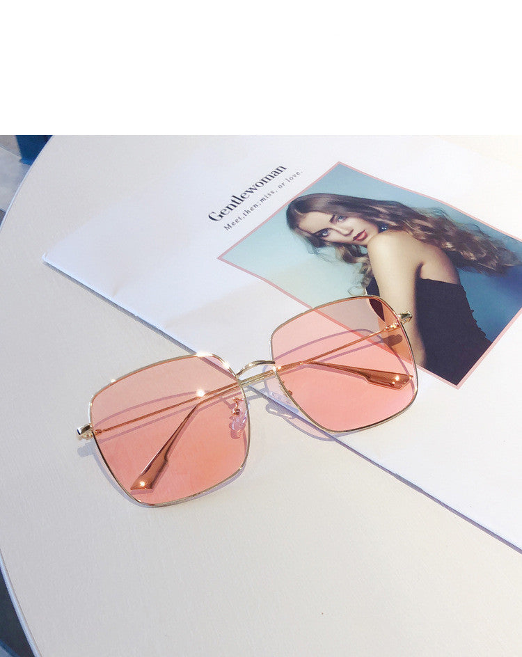 Square Sun Sunglasses Glasses Transparent Pink Glasses