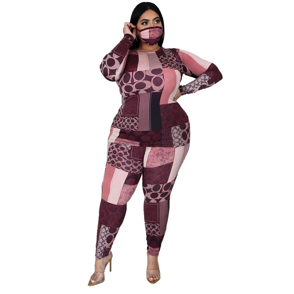 Fall Plus Size Clothing 2 Piece Set Tracksuit Stretch Top