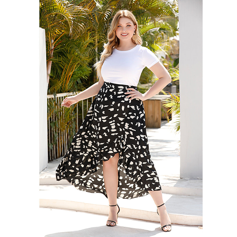 Printed Fringed Holiday Beach Plus Size Skirt