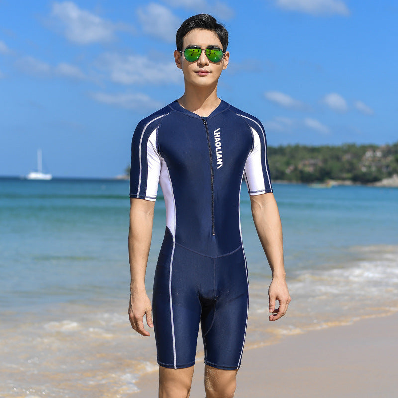 Men's One-Piece Short-Sleeved Swimsuit