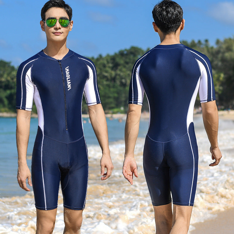 Men's One-Piece Short-Sleeved Swimsuit