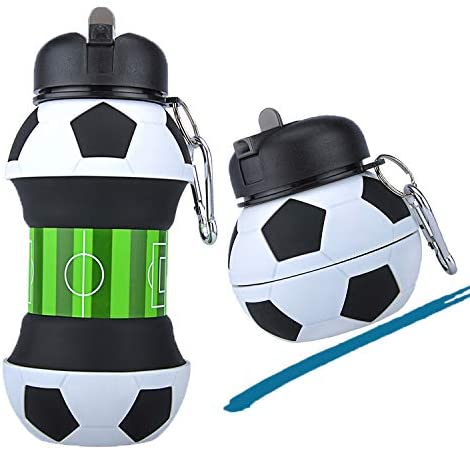 Foldable Soccer Silicone Water Bottle