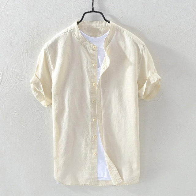 Oversized Short-Sleeved Cotton Beach Shirt