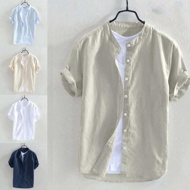 Oversized Short-Sleeved Cotton Beach Shirt