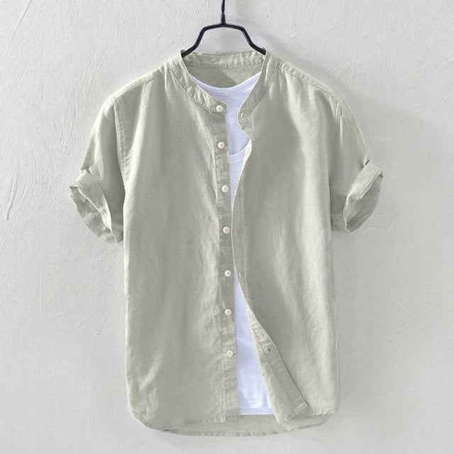 Oversized Short-Sleeved Cotton Beach Shirt