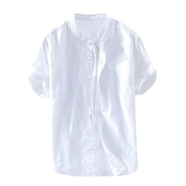 Oversized Short-Sleeved Cotton Beach Shirt