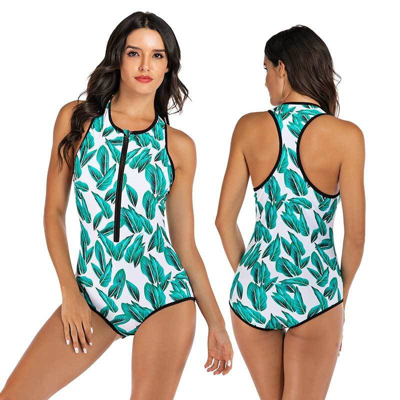 Printed one piece swimsuit