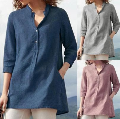 Casual Stand-up Collar Loose Blouse