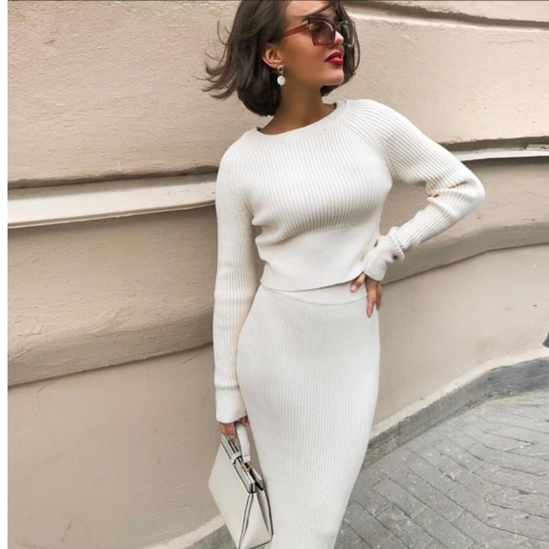 Tracksuit Women's Knitted Sweater Skirt Two Piece Set