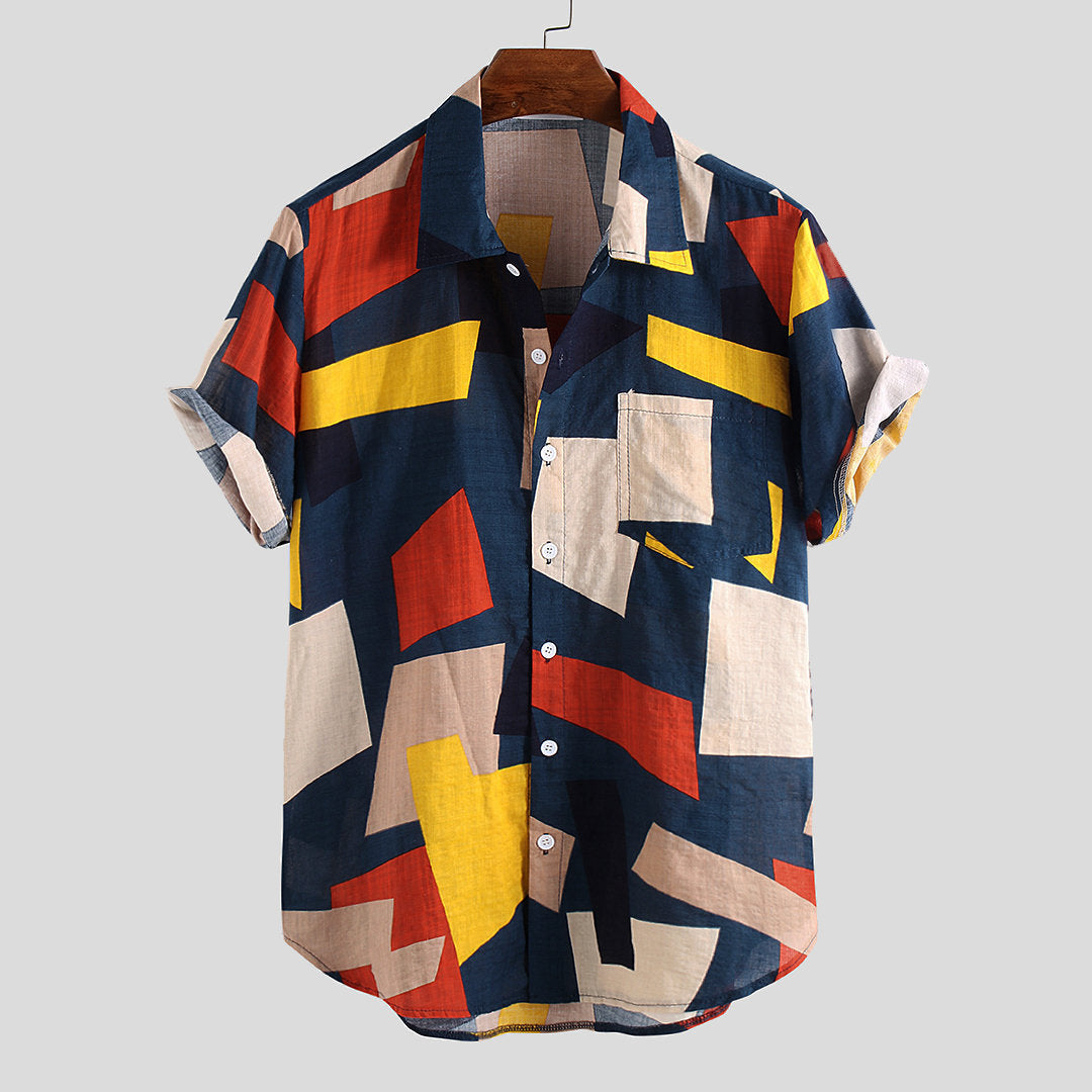 Beach Short Sleeve Men's Printed Shirt