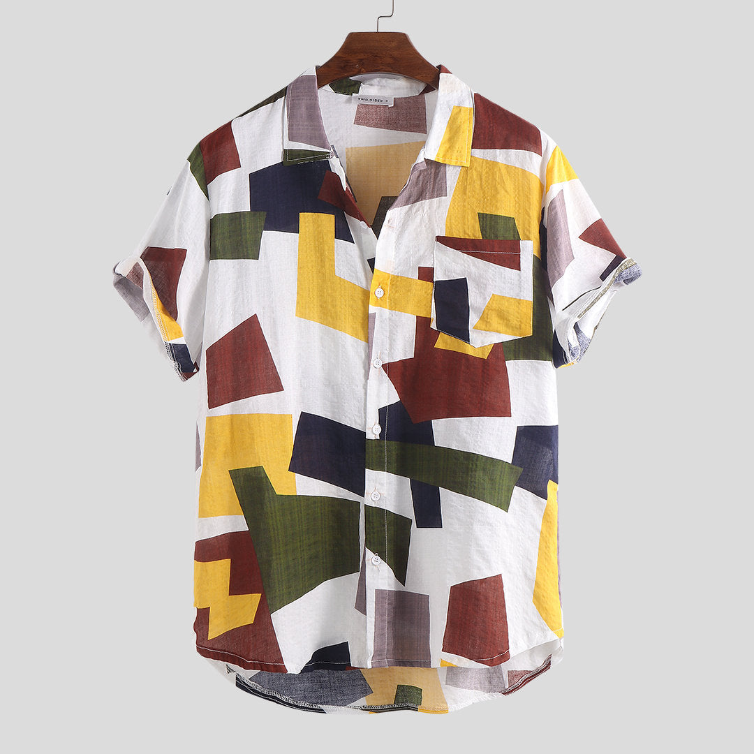 Beach Short Sleeve Men's Printed Shirt