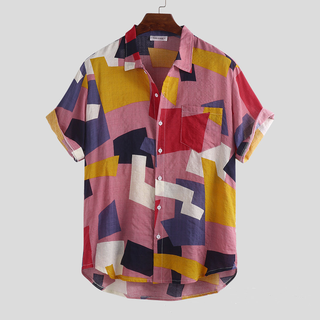 Beach Short Sleeve Men's Printed Shirt